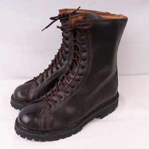 Davos Monkey boots /42/8/ 26.5cm rank / leather braided up military erremme euro Vintage tea men's original leather old clothes used Work eb921