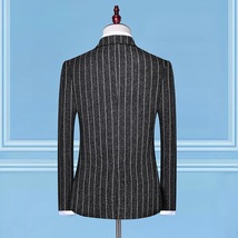 メンズ ビジネススーツ スーツセットアップ 3点セット スラックス テーラードジャケット ベスト パンツ 色/サイズ選択可 ブラック L_画像5