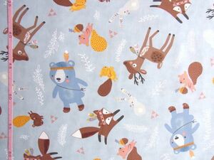 ★moda[モダ]♪WOODLAND CRITTERS(スカイ)♪110×30★【NE1504-B】