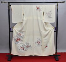 【桜庭呉服店】 附下訪問着 披露宴 花車 秋草文 菊 おしゃれ 身丈151cm 裄丈64cm ★着物 パーティー t‐1083_画像1