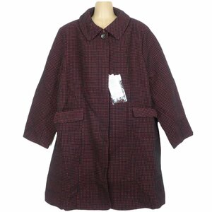 [ new goods!]Seduiresete.i-ru* solid feeling exist .. pattern! turn-down collar coat large size 5L autumn winter adult pretty red × black check z596