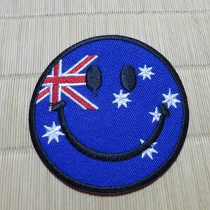 青円 笑顔 AU国旗◆新品オーストラリア 国旗 スマイルAustralian National Flag 顔ロゴ 刺繍ワッペン 激渋■洋服・衣類・衣服DIYの画像4
