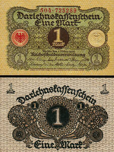 (B-984) ドイツ　1マルク紙幣　1920年 ④