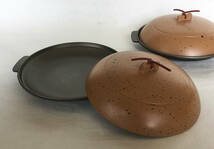 アルミ製 陶板土鍋 18.7cm 6寸 フッ素加工（蒸し物用）2客セット_画像2