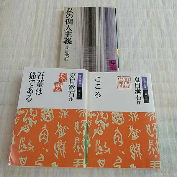 夏目漱石 文庫3冊セット 私の個人主義 こころ 吾輩は猫である 岩波文庫 講談社学術文庫 中古