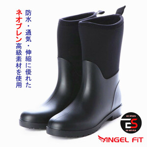 * new goods *[19077_BLACK_25.0] woman rain boots resin . Neo pre n. use waterproof * ventilation * flexible . excel ...