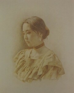 Art hand Auction Sosuke Morimoto, [Dibujo sepia], Hermosa mujer pintando, minuciosidad, Libros de arte raros/pinturas enmarcadas., Buen estado, envío gratis, obra de arte, cuadro, retrato