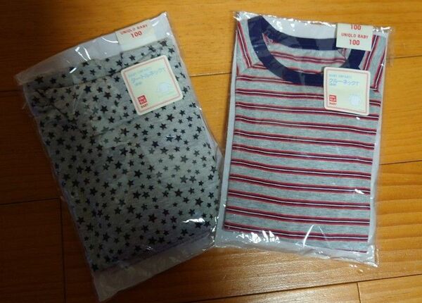 ★100サイズ★新品★未使用★ユニクロ★男児★長袖★タートルネック★2枚セット★クールネックT★