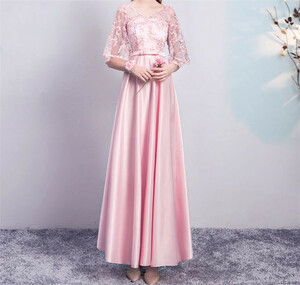 * free shipping *9 number (M)* race switch satin Eve person g long dress (OPN2694)