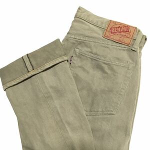 【90s】DENIME 旧ドゥニーム オリゾンティ期 ピケ ブーツカットパンツ W34 ベージュ 耳付 ユニバーサル社製ジップ 日本製 ヴィンテージ