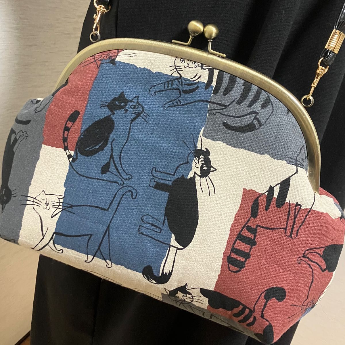 売り切り価格♡POPO♡ハンドメイド♡がま口ショルダーバッグ♡デニム