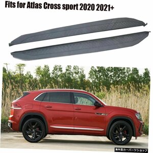 -Volkswagen-atlas 2020 2021 + 2Pcsに適合左右ランニングボードサイドステップナーフバーカーペダルサイド階段サイドバー Fits for -Volk