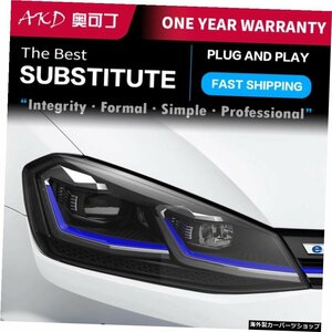 ゴルフ用2PCSカーライトパーツ7MK7GTI 2013-20177.5タイプヘッドランプLEDまたはキセノンヘッドライトLEDデュアルプロジェクターFACELIFT