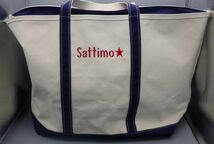 ●L.L.Bean エルエルビーン トートバッグ ラージ サイズ Sattimo バッグ　鞄 ホワイト ネイビー 服飾雑貨_画像1