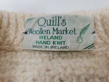 美品 アイルランド製 Quills woolen market ハンドニット フィッシャーマンニット アランニット アランセーター M 程度 ナチュラルホワイト_画像5