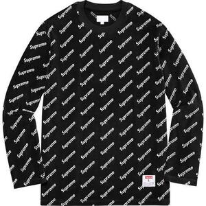 17aw Supreme Velour Diagonal Logo L/S Top Black L＊シュプリーム ベロア カットソー ロンT ボックスロゴ Box Logo 24ss