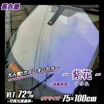 《新品》ウィンドウフィルム ～紫花 すみれ～ カメレオンカラー 淡紫系色 プライバシー保護 飛散防止 お洒落 縦75cm×横100cm リア用サイズ_画像1