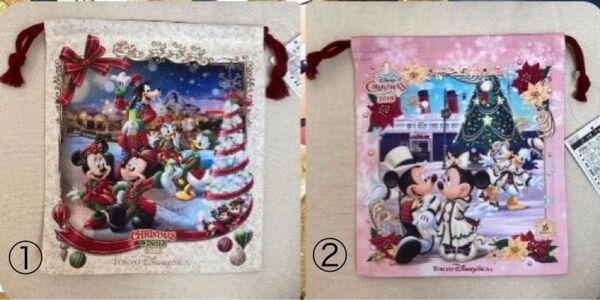 ディズニーリゾート クリスマス 未使用 巾着 2枚セット ディズニーシー Christmas wish★