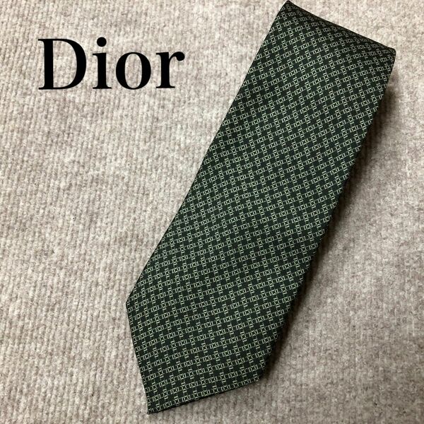 【極美品】Christian Dior ディオール ネクタイ CD柄 シルク グリーン