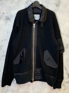 ☆sacai サカイ☆ 21AW Wool Knit Blouson ニットブルゾン 21-02631M ブラック