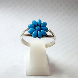  free shipping! cluster turquoise! silver ring 