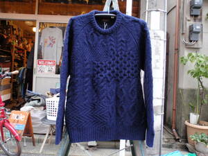  unused!BEAMS+( Beams ) navy color . Alain sweater / Fisherman sweater size M