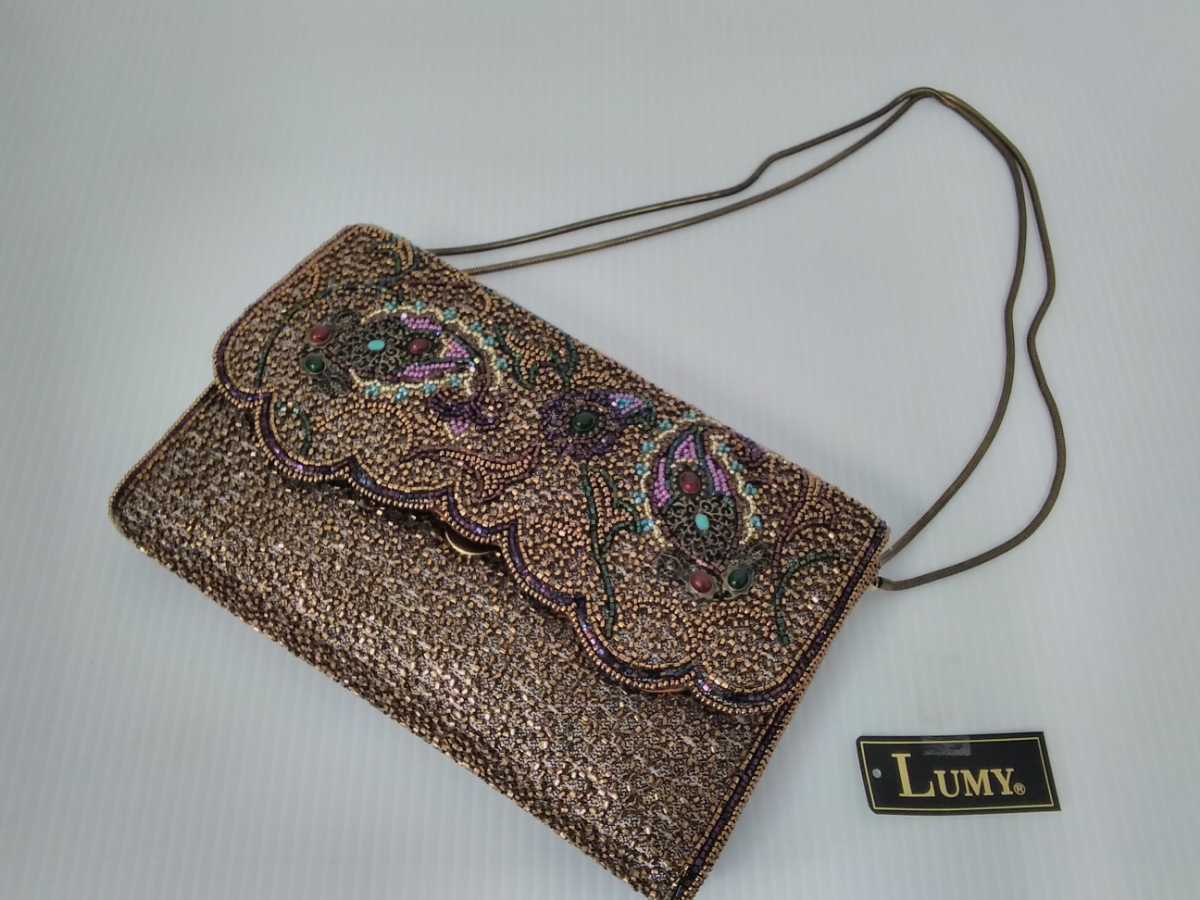 のヴィンテ ルミーはしもと vintage 総柄 ビーズバッグ SILVER 新品