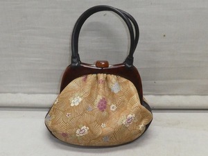 ●和装バッグ がま口バッグ 花模様 和装小物 美品●