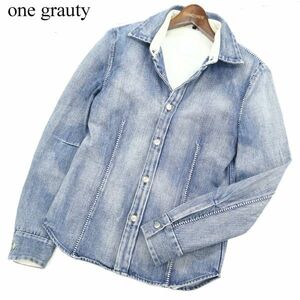 ONE GRAVITY ワングラヴィティ USED加工 ステッチ★ 長袖 デニム シャツ Sz.M　メンズ 日本製　C2T13077_C#C