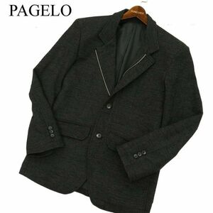 PAGELO パジェロ アンジェロ ジップアップにも★ ウールライク 秋冬 テーラード ジャケット Sz.L　メンズ グレー　C2T13283_C#N