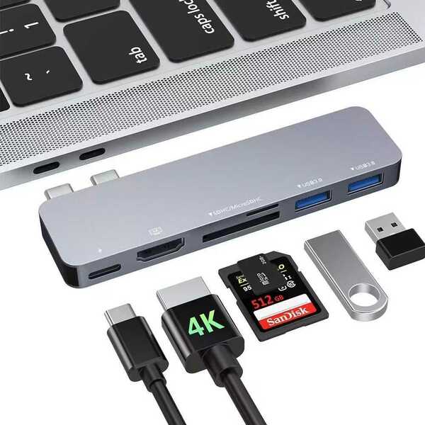 コード無し6in1 USB-C ハブ