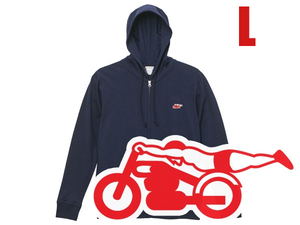 LIGHT WEIGHT スピードアディクト FULL ZIP PARKA NAVY L/紺長袖Tシャツロンtスウェットパーカーハーレーエボツインカムダイナソフテイル