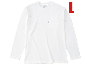 POCKET L/S T-shirt WHITE L/白長袖ポケットtシャツロンteeポケtee無地厚手生地ヘヴィーウェイトfruit of the loomフルーツオブザルーム80s