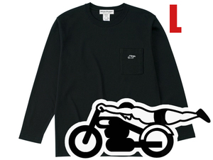 スピードアディクト POCKET L/S T-shirt BLACK L/黒長袖ポケットTシャツポケtee刺繍ワッペンワンポイントマン島ttレースmotogpbsanortonbmw