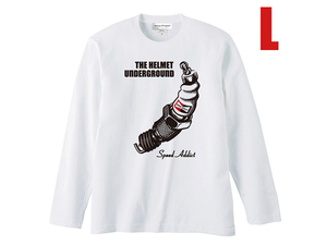 THE HELMET UNDERGROUND L/S T-shirt WHITE L/長袖tシャツロンteeバイク用ライダースカフェレーサーmodsモッズ国産旧車會暴走族カミナリ族