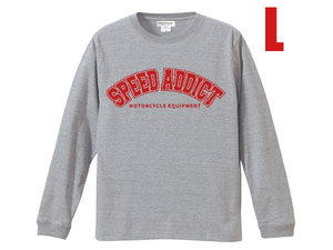 SPEED ADDICT COLLEGE LOGO L/S T-shirt GRAY L/霜降りグレーカレッジロゴロンteechampionチャンピオンリバースウィーブsweatスウェット90s