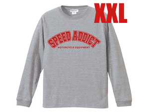 SPEED ADDICT COLLEGE LOGO L/S T-shirt GRAY XXL/霜降りグレー杢カレッジロゴchampionチャンピオンsweatスウェットパーカートレーナー70s