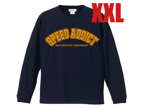 SPEED ADDICT COLLEGE LOGO L/S T-shirt NAVY XXL/紺ネイビーカレッジロゴ長袖tシャツロンtuclaharvardyaleアメカジヴィンテージ古着80s90s