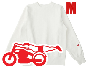 Champion Reverse Weave TYPE 袖スピードアディクト SWEAT WHITE × RED M/チャンピオンリバースウィーブスウェットワンポイントロゴ90s