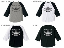 自動二輪車 Raglan 3/4 Sleeves T-shirt BLACK × WHITE S/黒白ツートン七分袖切り替えラグランteeバックプリントベースボールtシャツ古着_画像2