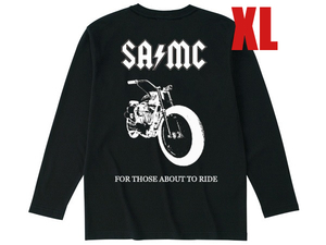 SA/MC XR750 POCKET L/S T-shirt BACK PRINT BLACK XL/長袖ロンtポケteeポケットtシャツバックプリントハーレーxr1000チョッパーバイク古着