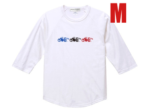 3スピードアディクト Raglan 3/4 Sleeves T-shirt WHITE M/ラグラン七分袖チョッパーバイクbsamv agstabmwピアジオべスパランブレッタ英車