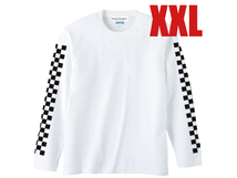 袖CHECKER L/S Tシャツ WHITE XXL/大きいビッグサイズライダースウェアファッションバイクツーリングチェッカー模様単車旧車原付オートバイ_画像1