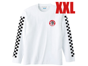 袖CHECKER SPEED ADDICT TRADE MARK L/S T-shirt WHITE XXL/英車英国車ピアジオヴェスパスポーツスターエボツインカムダイナソフテイルusa