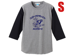 バイクモータ 3/4 Sleeves T-shirt GRAY × BLACK S/tシャツハーレーサイドバルブスポーツスターダイナソフテイルアメカジ古usaアメリカ