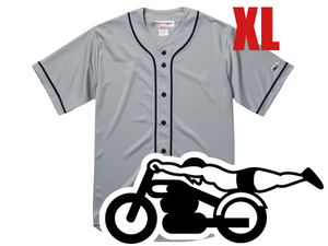 袖スピードアディクト BASEBALL SHIRT GRAY XL/ベースボールシャツホワイトソックス半袖シャツ刺繍ワッペン世界最速のインディアン50s60s