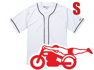 袖スピードアディクト BASEBALL SHIRT WHITE S/白ベースボールシャツホワイトソックス半袖シャツ刺繍ワッペン世界最速のインディアン50s60s