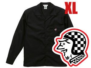 OPEN COLLAR WORK SHIRT SPEED ADDICT TRADE MARK BLACK XL/オープンカラーシャツデニムアンドダンガリーワークシャツウエスタンシャツ60s