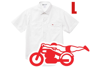 WORK SHIRT S/S スピードアディクト WHITE L/半袖シャツワークシャツアロハシャツハワイアンシャツロカビリーシャツボーリングシャツ50s60s