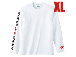 袖SPEED ADDICT L/S T-shirt WHITE XL/白長袖プリントロンteeレーシングエースカフェレーサーrockersvmxオフロードビンテージモトクロスusa